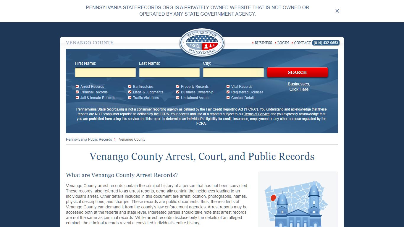 Venango County Arrest, Court, and Public Records